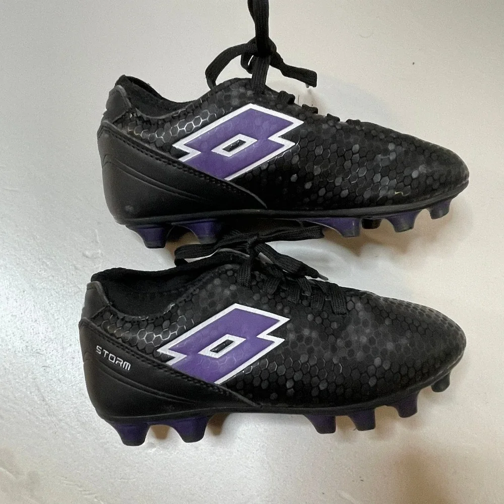 Lotto Storm Girls Size 13 Soccer Cleats Black Purple Football Shoes - Picture 3 of 7